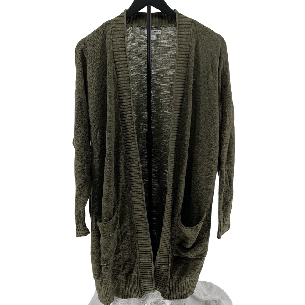 SONOMA Goods for Life Olive Green Open Front Knit Cardigan Sweater XL